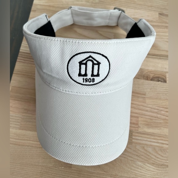 1908 Visor Hat White and Black Adjustable Buckle Back - Picture 1 of 6